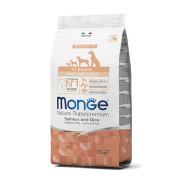 Monge All Breeds Puppy & Junior Salmon and Rice 12kg kutyatáp