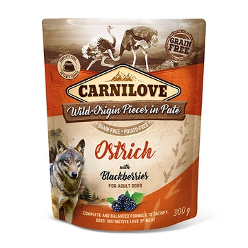 Carnilove Dog Adult tasakos Paté - strucc szederrel 300g