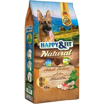 Happy&amp;Fit Natural Adult Active 12kg kutyatáp