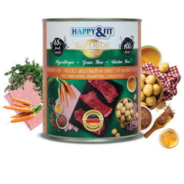 Happy&Fit Superior 100% Monoprotein – Friss vaddisznóhús sárgarépával és burgonyával 400g