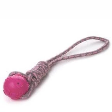 JK tappancsos csipogó gumilabda kötélen rózsaszín 42cm