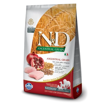 N&amp;D Dog Ancestral Grain csirke,tönköly,zab&amp;gránátalma Adult medium&amp;maxi 12kg