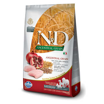 N&D Dog Ancestral Grain csirke,tönköly,zab&gránátalma Adult medium&maxi 12kg