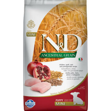 N&D Dog Ancestral Grain csirke,tönköly, zab&gránátalma puppy mini 2,5kg