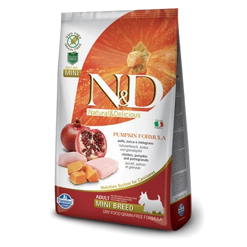 N&amp;D Dog Grain Free csirke&amp;gránátalma sütőtökkel adult mini 800gr kutyatáp