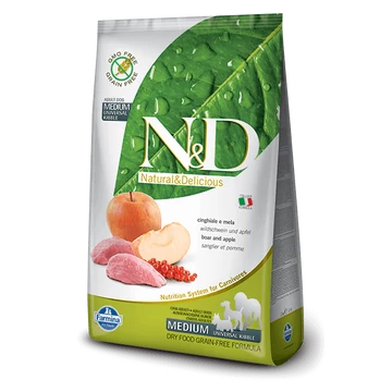 N&amp;D Grain Free vaddisznó&amp;alma adult medium 12kg kutyatáp