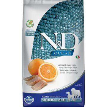 N&D Dog Ocean hering&narancs adult medium&maxi 12kg