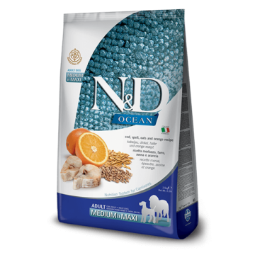 N&D Ocean Low Grain tőkehal&narancs adult medium&maxi 12kg