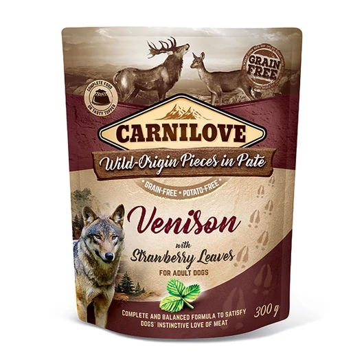 Carnilove Dog Adult tasakos Paté - szarvas eperlevéllel 300g