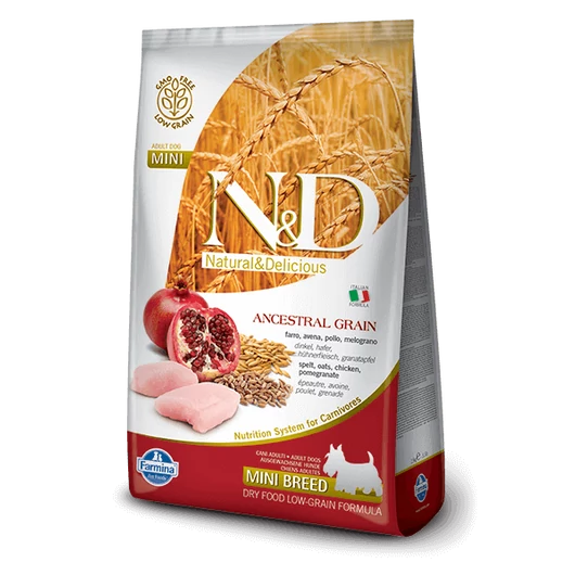 N&D Low Grain Dog Csirke&gránátalma adult mini 800g kutyatáp