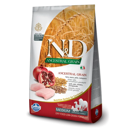 N&D Dog Ancestral Grain csirke,tönköly,zab&gránátalma Adult medium&maxi 12kg