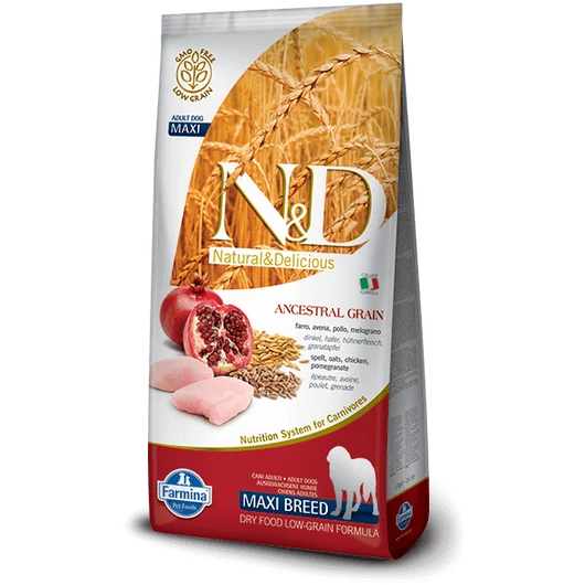 N&D Low Grain Dog Csirke&gránátalma adult maxi 12kg kutyatáp