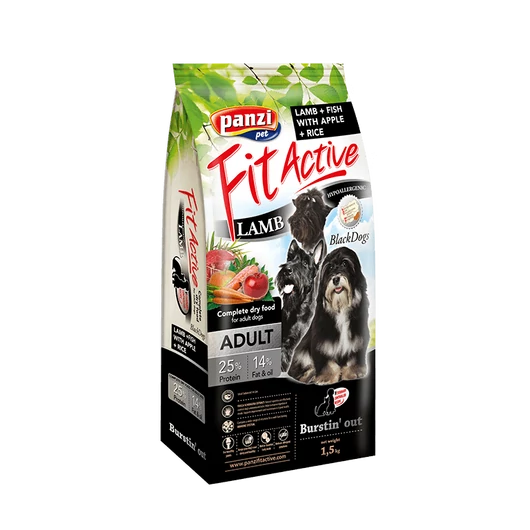 Panzi FitActive Hypoallergenic Black Dogs Lamb, Fish, Apple & Rice 1,5 kg