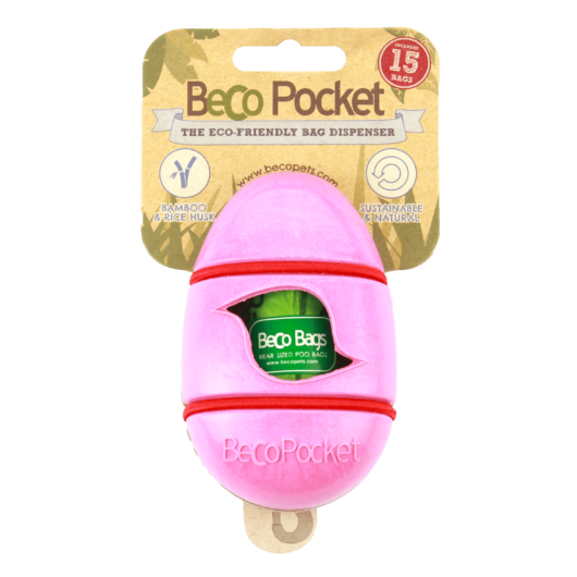 Beco Pets - Rózsaszín könnyen rögzíthető kakizacskó tartó növényi rostokból