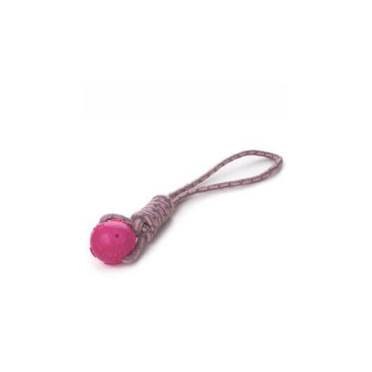 JK tappancsos csipogó gumilabda kötélen rózsaszín 42cm