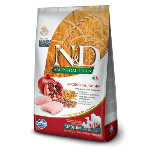 N&D Dog Ancestral Grain csirke,tönköly,zab&gránátalma Adult medium&maxi 12kg