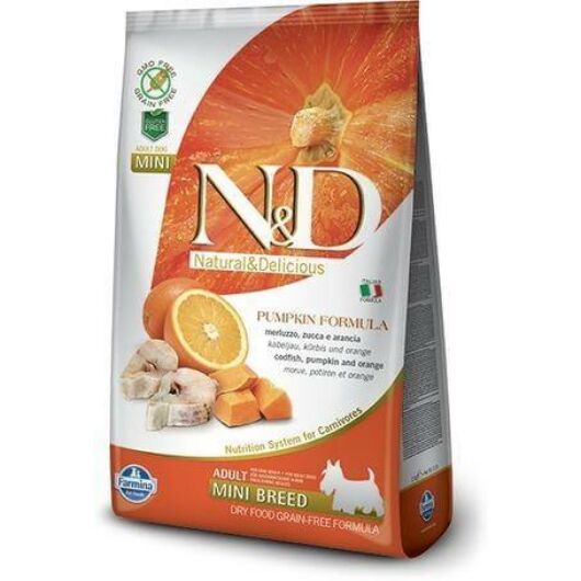 N&D Dog Grain Free tőkehal&narancs sütőtökkel adult mini 800g kutyatáp