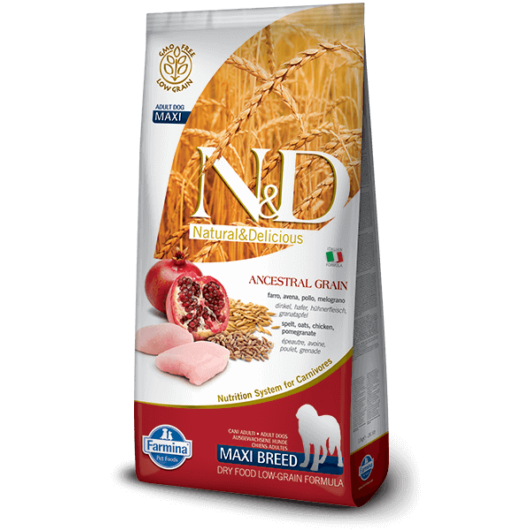 N&D Low Grain Dog Csirke&gránátalma adult maxi 12kg kutyatáp