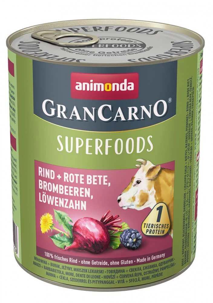 Animonda GranCarno Adult (superfood) marha,cékla,szeder,pitypang konzerv 800g