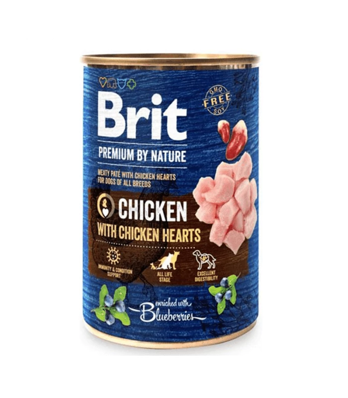Brit Premium by Nature Adult Chicken with Chicken Hearts konzerv 24x800g