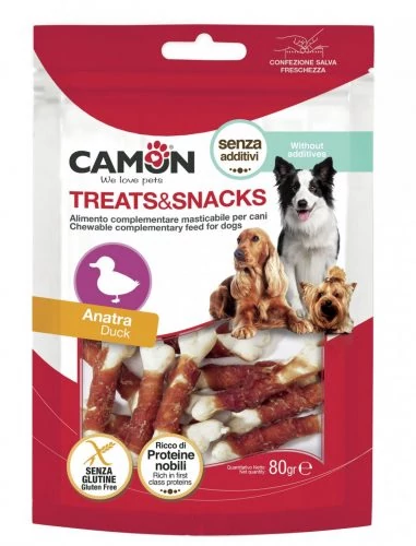 Camon Treats&Snacks Rágnivaló csontok kacsacsíkokkal 80g