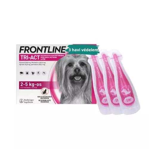 Frontline Tri-Act Rácsepegtető Oldat Kutyáknak 2-5kg 3X