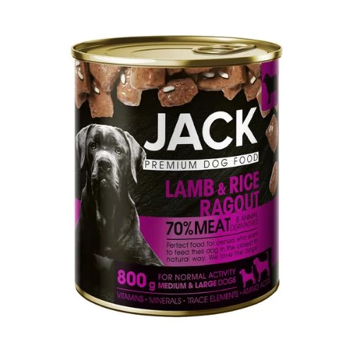 Jack kutya konzerv ragu bárány-rizs 800g