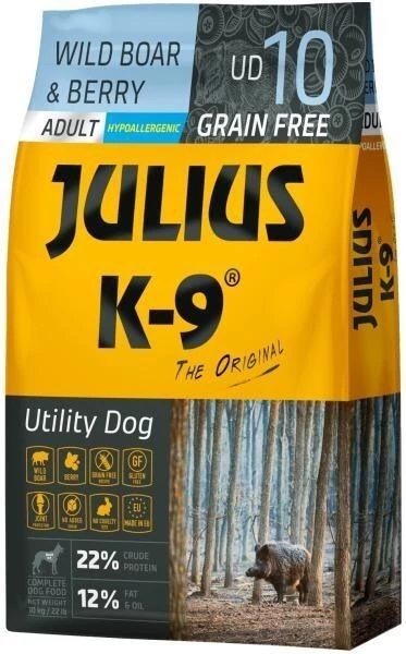 Julius-K9 GF Hypoallergenic Utility Dog Adult Wild Boar & Berry 10kg