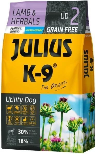 Julius-K9 GF Hypoallergenic Utility Dog Puppy & Junior Lamb & Herbals 10kg