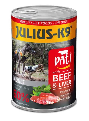 JULIUS - K9 paté beef and liver - nedveseledel (marha,máj) felnőtt kutyák részére 400 g