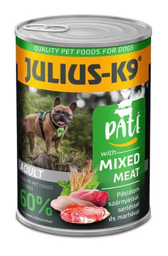 JULIUS - K9 paté mixed meat - nedveseledel (szárnyas,sertés,marha) felnőtt kutyák részére 400 g