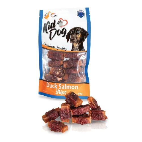 KidDog Duck Salmon Strips Jutalomfalat 80g