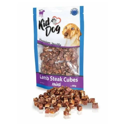 KidDog Mini Lamb Steak Cubes Jutalomfalat 80g