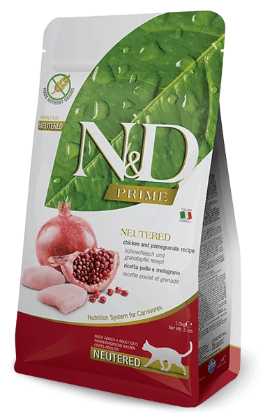 N&D Cat Prime Csirke és Gránátalma Felnőtt Ivartalanított 300g