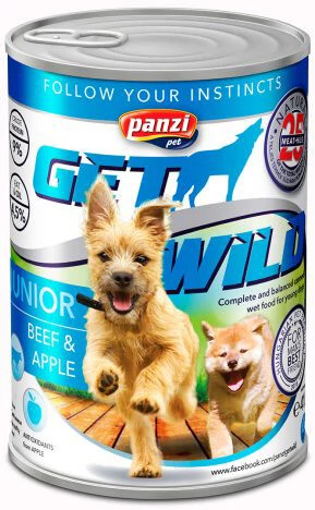 Panzi GetWild Dog Junior Beef & Apple konzerv 415g