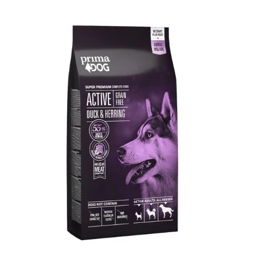 PrimaDog Active Grain Free Adult All Breeds Duck Herring száraz kutyatáp 10kg