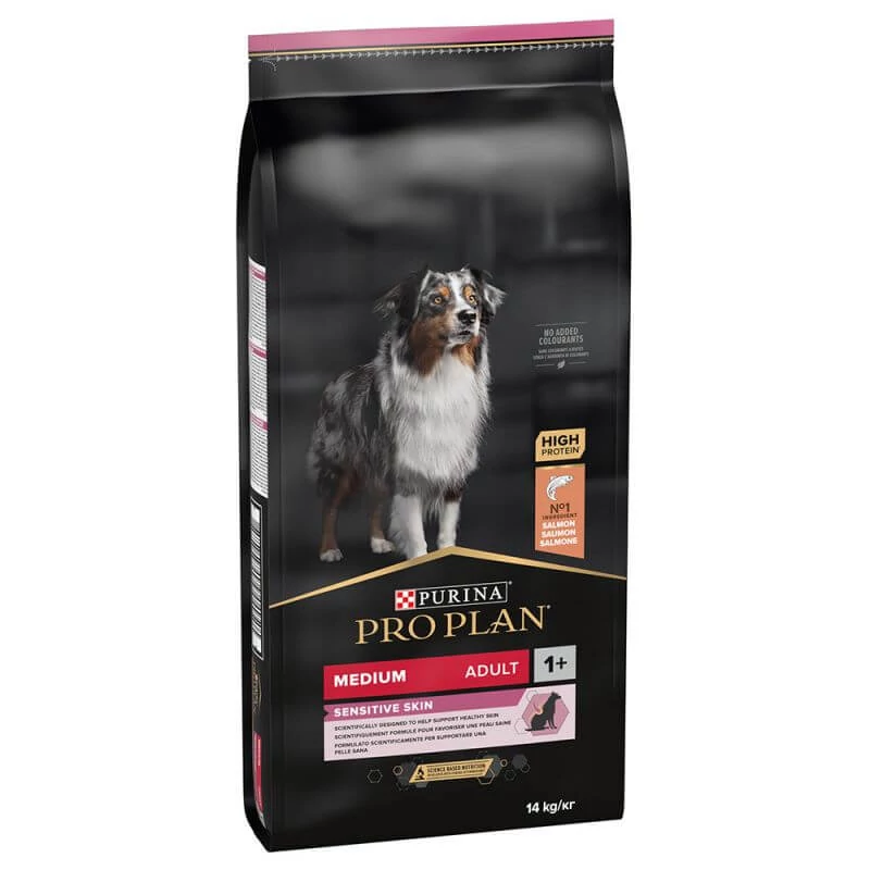 Purina Pro Plan Medium Adult Sensitive Skin lazacban gazdag száraz kutyaeledel 14 kg