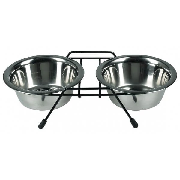 Tatrapet Pet Expert Rozsdamentes Dupla Tál Állvánnyal 2x12cm