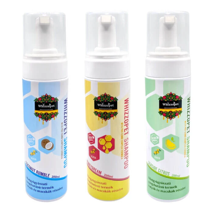 Whizzopet Sampon Pro-Comb Complex Formulával, Gyógyhatású készítmény Méz illattal 200 ml
