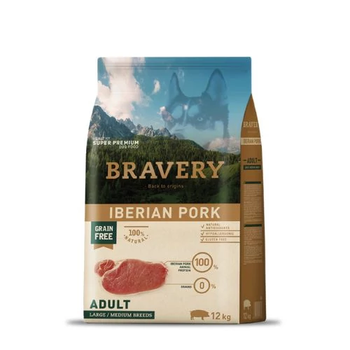 Bravery Iberian Pork Adult Large/Medium Breeds 12 kg kutyatáp