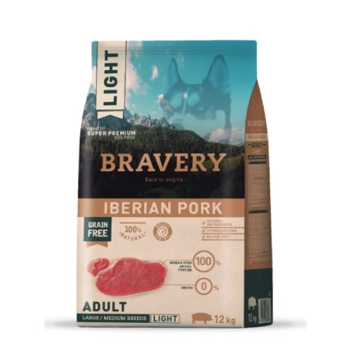 Bravery Iberian Pork Light Adult Large/Medium Breeds 12 kg kutyatáp