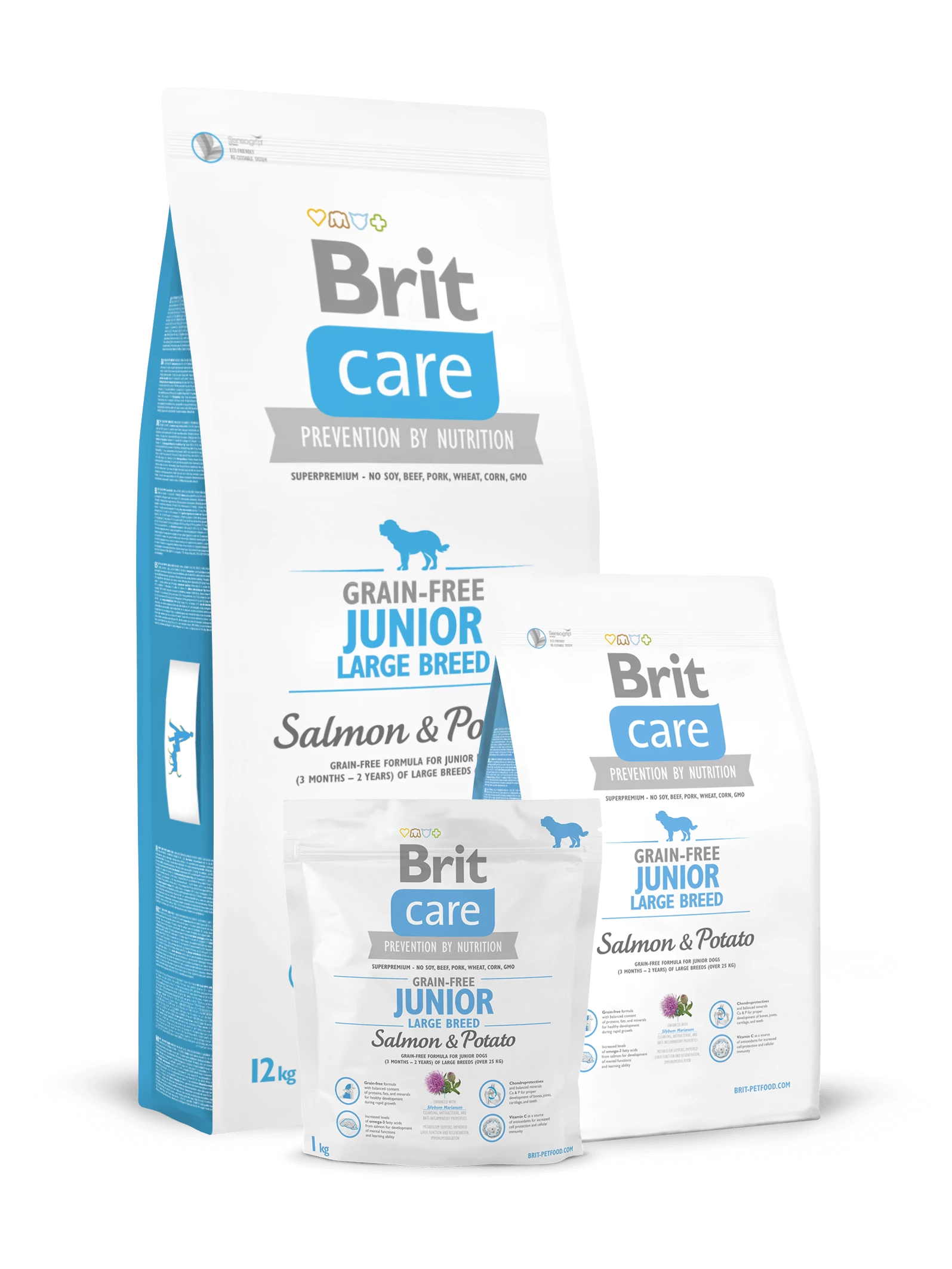 Brit Care Grain-free Junior Large Breed Salmon & Potato 1 kg kutyatáp