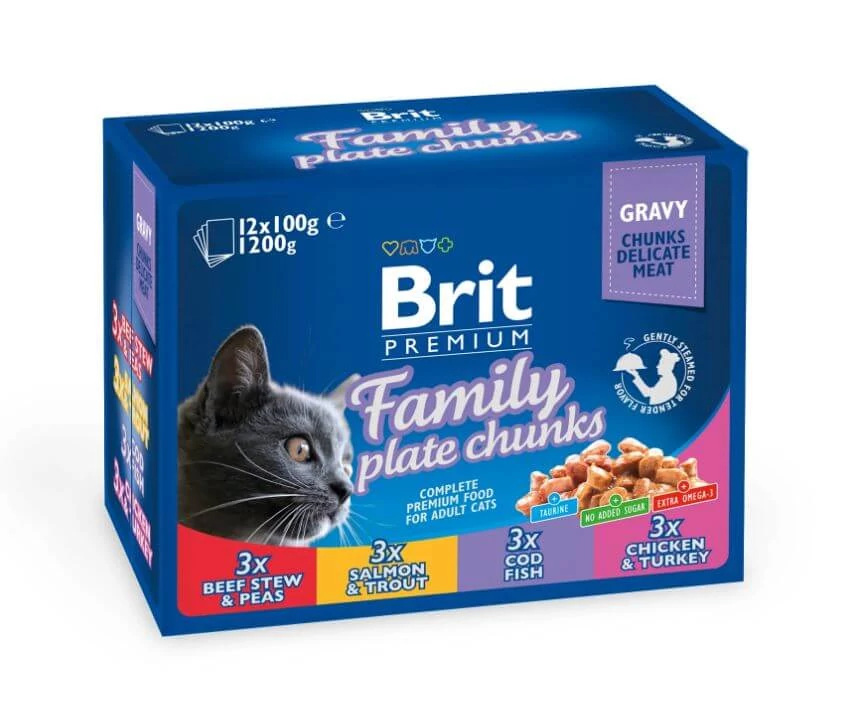 Brit Premium Cat Pouches Family Plate 1200 g (12×100 g)