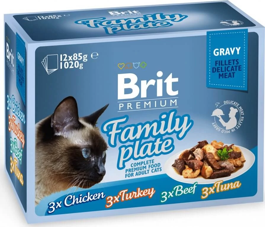 Brit Premium Cat Delicate Fillets in Gravy Family Plate 1020 g (12x85 g)