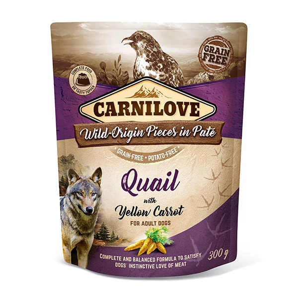 Carnilove Dog Adult tasakos Paté - fürj sárgarépával 300g