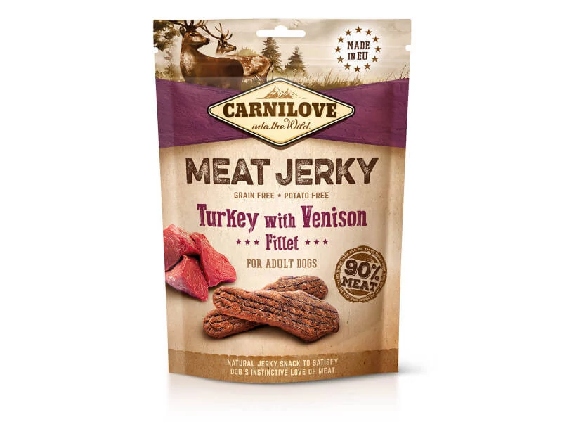 Carnilove Jerky Snack Turkey with Venison Fillet – pulyka szarvas filével 100g