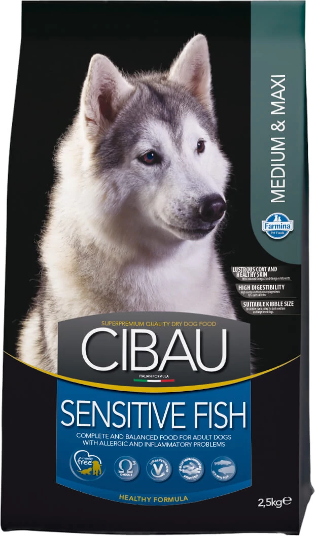 CIBAU Medium & Maxi Sensitive Fish 12+2 kg kutyatáp