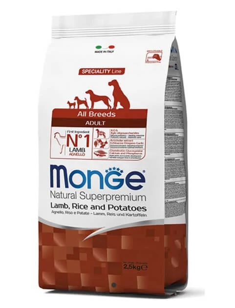 Monge Dog Speciality line All Breeds Adult Bárány, Rizs ,Burgonya, 2,5kg
