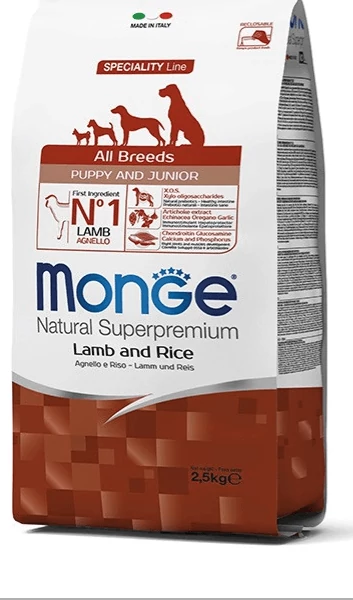 Monge All Breed Puppy and Junior Lamb and Rice 12kg kutyatáp