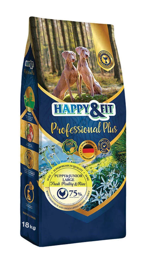 Happy&Fit Professional Plus Puppy&Junior large fresh poultry&Rice 18 kg